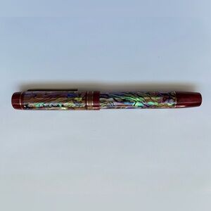 New Atelier Lusso Fountain Pen Copper Abalone Maroon Lipstick Resin Broad Nib